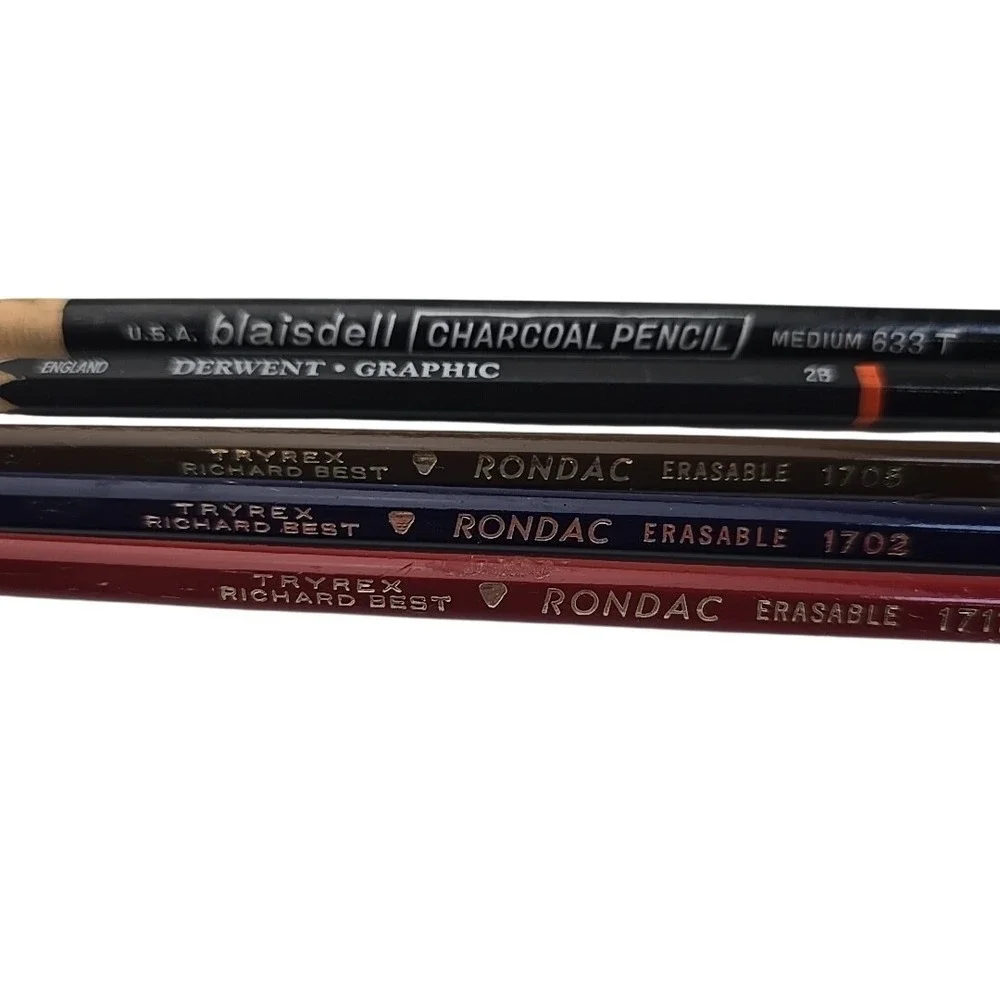 5 Vintage Pencils Rondac TryRex Richard Best  Derwent England Blaisdell Charcoal